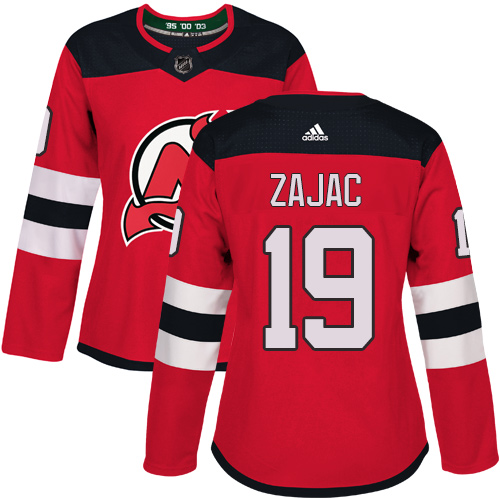 Adidas New Jersey Devils #19 Travis Zajac Red Home Authentic Women Stitched NHL Jersey->women nhl jersey->Women Jersey